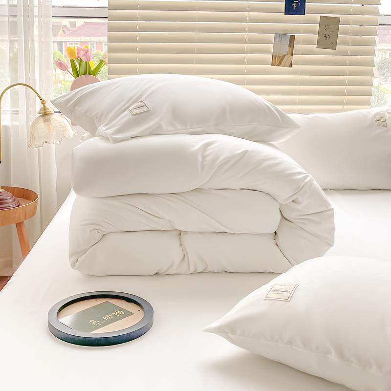 酒民宿风四床上用品件套纯白全白色被套03246543床单宾馆布店草笠