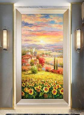 手绘奢油画HX-18101入玄关装饰画竖版走廊过户道挂画现日代轻壁画