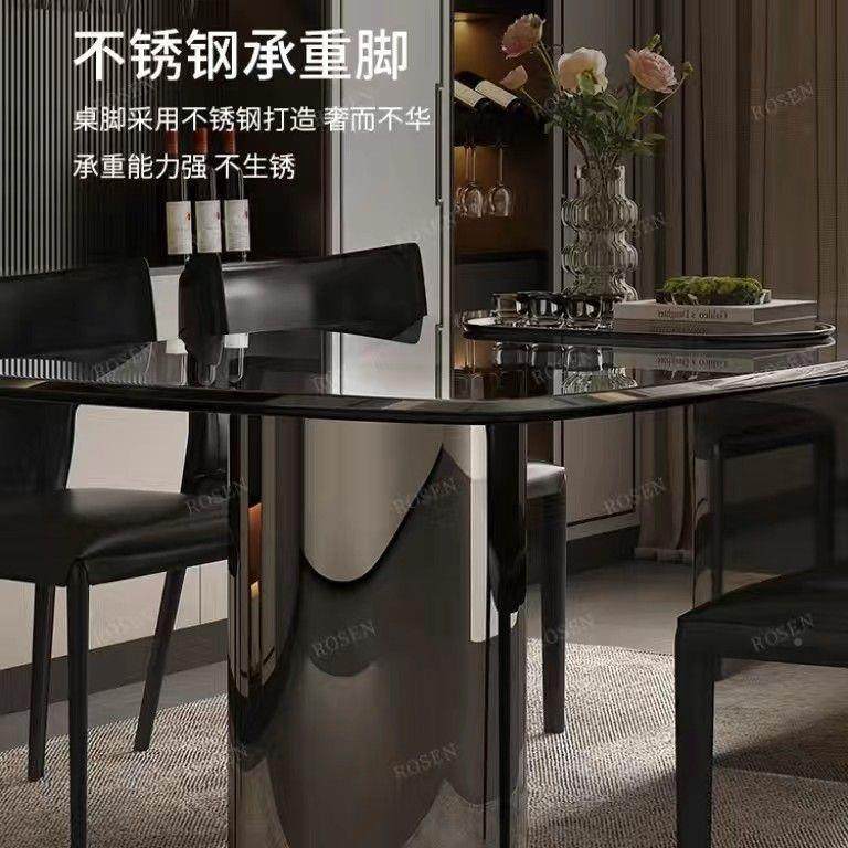 钢化玻璃轻奢餐桌桌椅极长方形饭桌不锈钢咨询客服新餐家用小户型