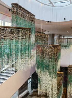 米兰设计师公区流苏水灯创意个性术吊别墅艺73107酒店大堂灯晶具