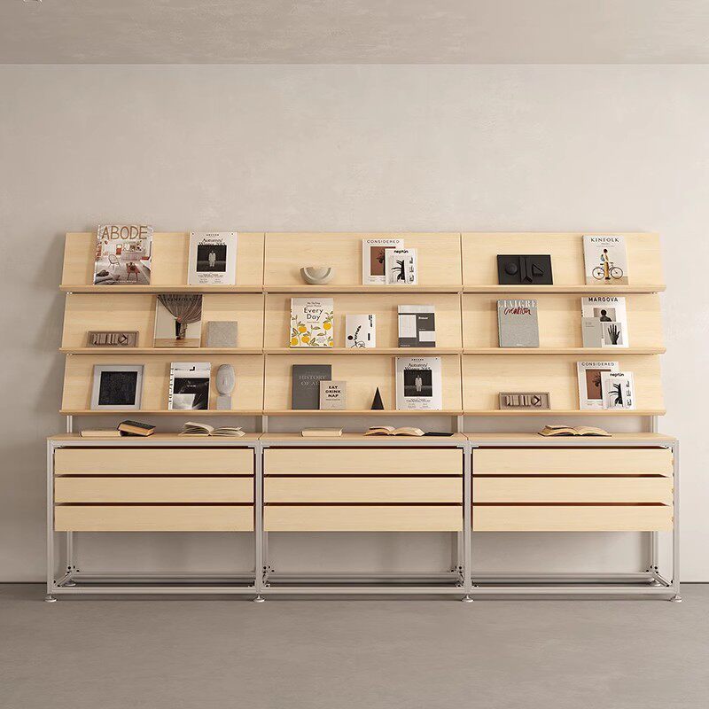 桦木海洋板铝型材展示架货架收纳展览书架工业风文件抽屉陈列样品