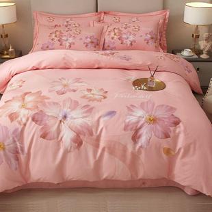 HHHL床J高端棉斜纹四件套中100全纯棉布料宫廷被套罩四季通用式上