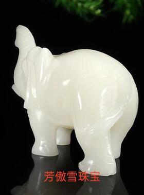 富阿汗白玉大象摆件家办公装饰吉居吸水玉象摆件对90375象祥摆件