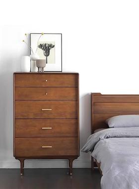 美黑色古北实复木室五35743斗柜收纳柜现代简约客厅卧高脚餐边柜