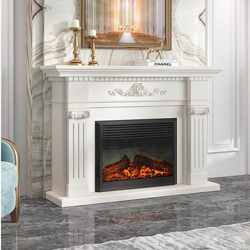 墙取美式黑色电子暖壁炉装饰柜仿真火电子壁炉法SWC式壁装炉柜饰