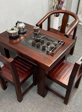 老船木阳台小茶桌椅组合实木办纯公室中艺式茶几茶新台89424家用