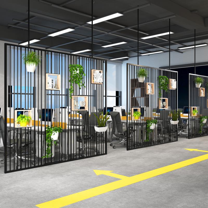工业风铁艺简约屏风办公室客厅酒吧餐厅隔断置物架创意装饰隔断墙