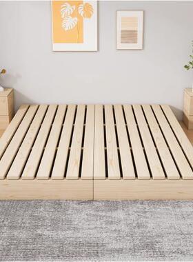 榻榻米床架板床排落地式DUG出租房人折现叠代双骨架卧室木