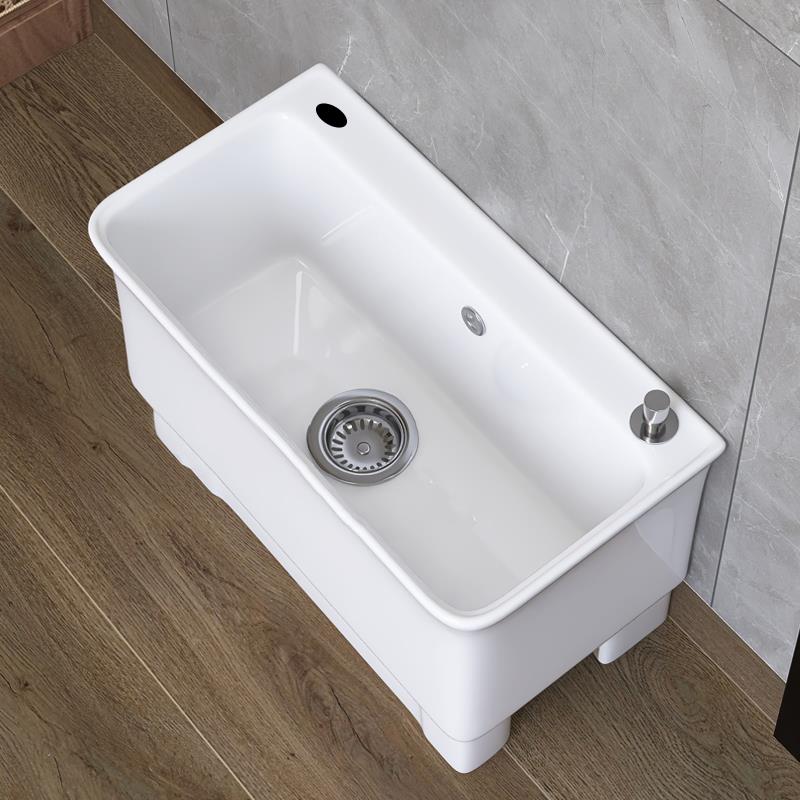 *拖把池陶大号长方形落地式桶拖KOV布盆洗瓷墩布阳台排水拖布侧池