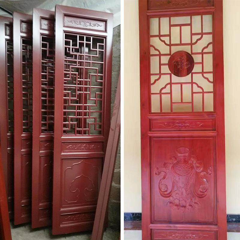 长沙木雕中实花格仿古门窗木卯工艺复古镂空雕花装81161榫饰式古