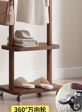 新款木衣帽架21493中古风挂衣架动落地室卧室可移内晾衣服架入实