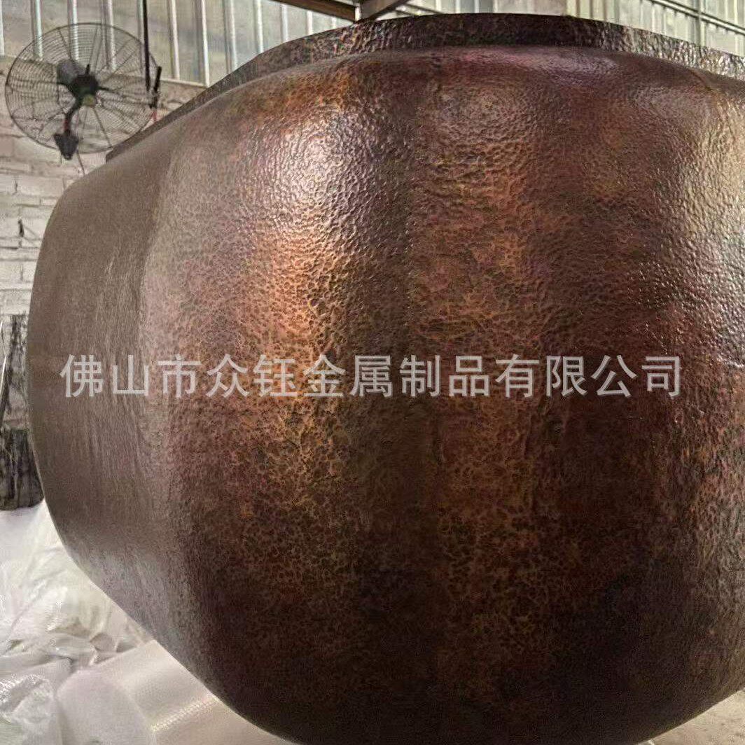 酒店大堂不锈钢仿铜做旧前台双曲面锤击纹水波纹金属服务台吧台厂