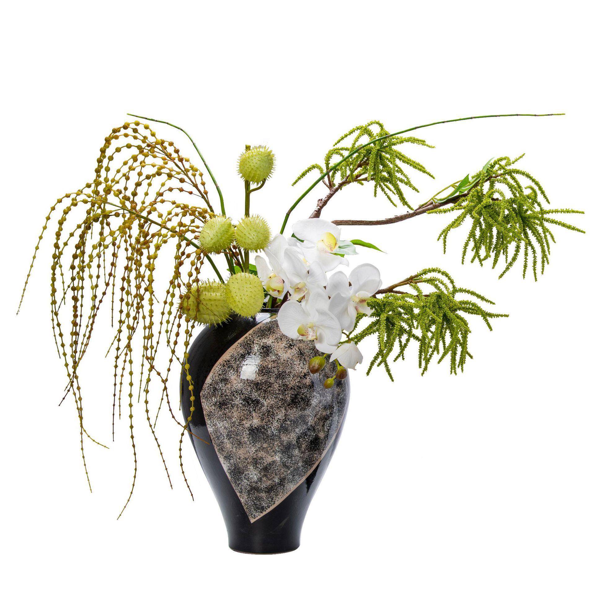 新中式手工花无品牌/器玄关样陶板房书房酒店大装堂软茶具组合花
