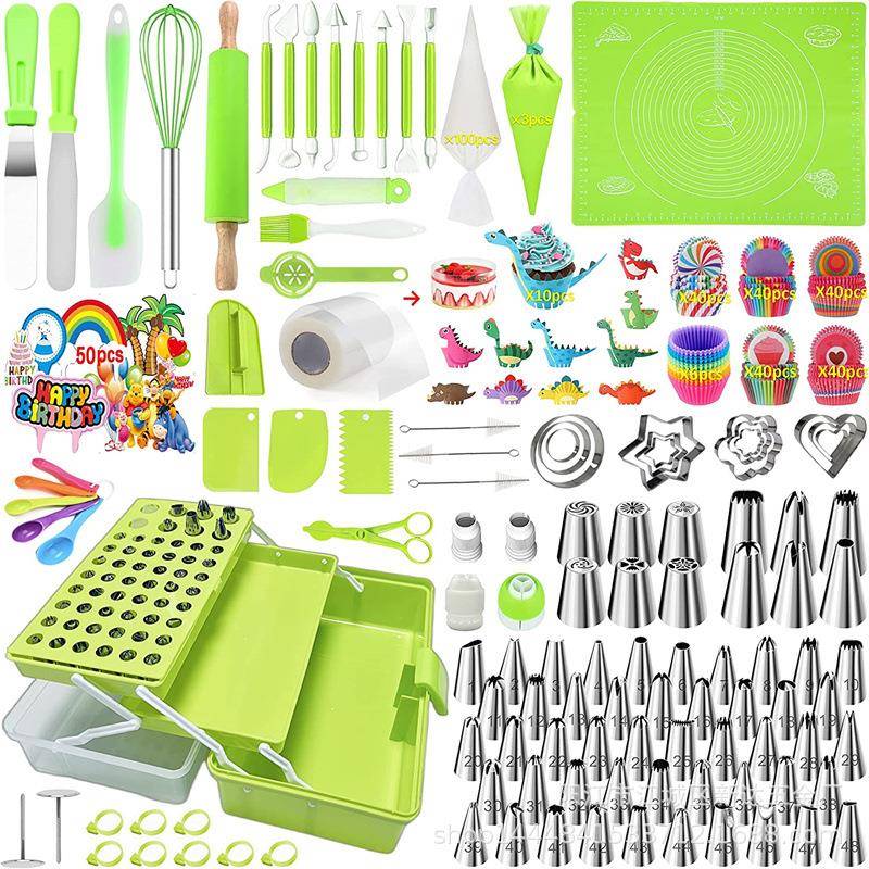 亚马逊488件套糕工具蛋糕ESD装饰裱套蛋装烘焙裱花花嘴三层收纳盒