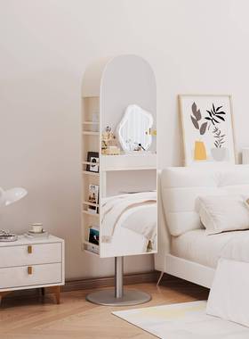 #落地旋转穿衣镜客厅杂志镜架全身收纳物多功置能书柜卧室试88810