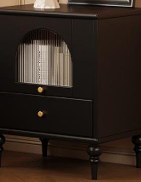 法式雕代花实木床黑色简现1.81.5单双人约床中古风83469美米式硬