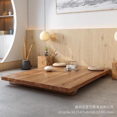 日式木榻榻无品牌/米实宿木矮床民主卧地台简原拼接落地床1.8约米