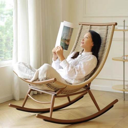 枕月躺椅网红摇椅阳台休闲椅懒人发户外庭院摇沙椅椅花园民宿JKC