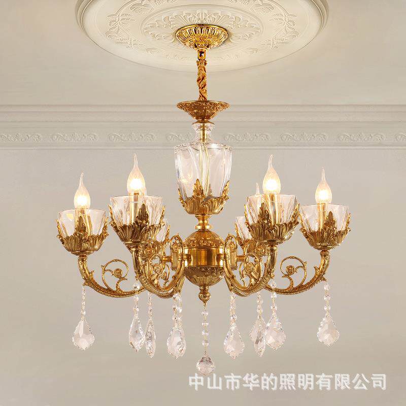 法别式全铜吊灯餐厅卧室新厅古典CNK铜灯欧式墅水晶灯蜡烛客奢华