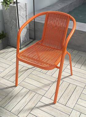 单9W户外藤椅子家用藤椅闲人室外防水防晒休阳台白色靠背仿桌椅庭院露天桌