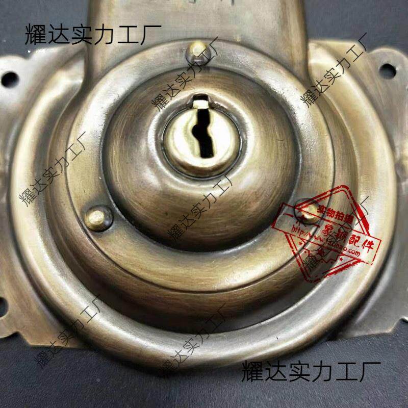 木箱铜87j8bs7Y配件老式箱锁箱扣扣清中式樟仿古铜锁扣明搭锁鼻