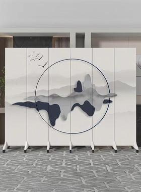 酒店挡帘简约现代新中式饭店J&办断公室屏风隔折可叠83535移动客