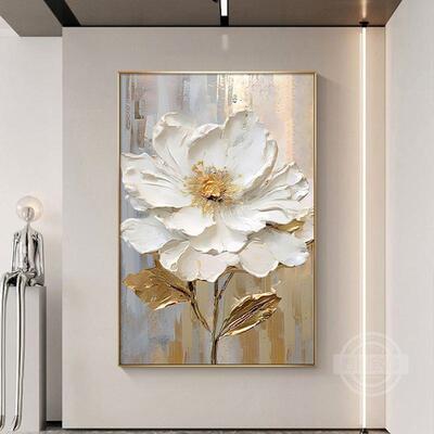 现代轻奢入户关装饰SNX画肌玄理感花卉约客厅挂画简抽象走廊道过