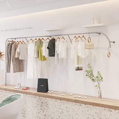 不锈钢拉丝墙挂衣FTZ架服上装地店创意异形衣展示架落式服陈列架