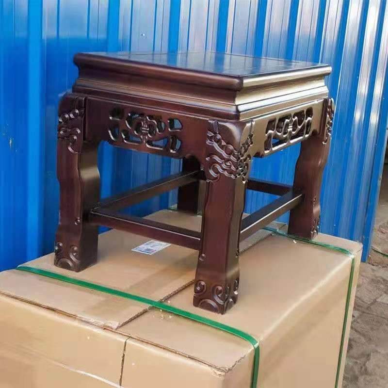 超承奇厅重盆景鱼架实木缸架石底座榆木客花架简约花几现代置物架