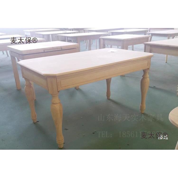 用美式实木餐桌白坯小美小户无品牌/型长方桌白茬橡家胶木白胚原