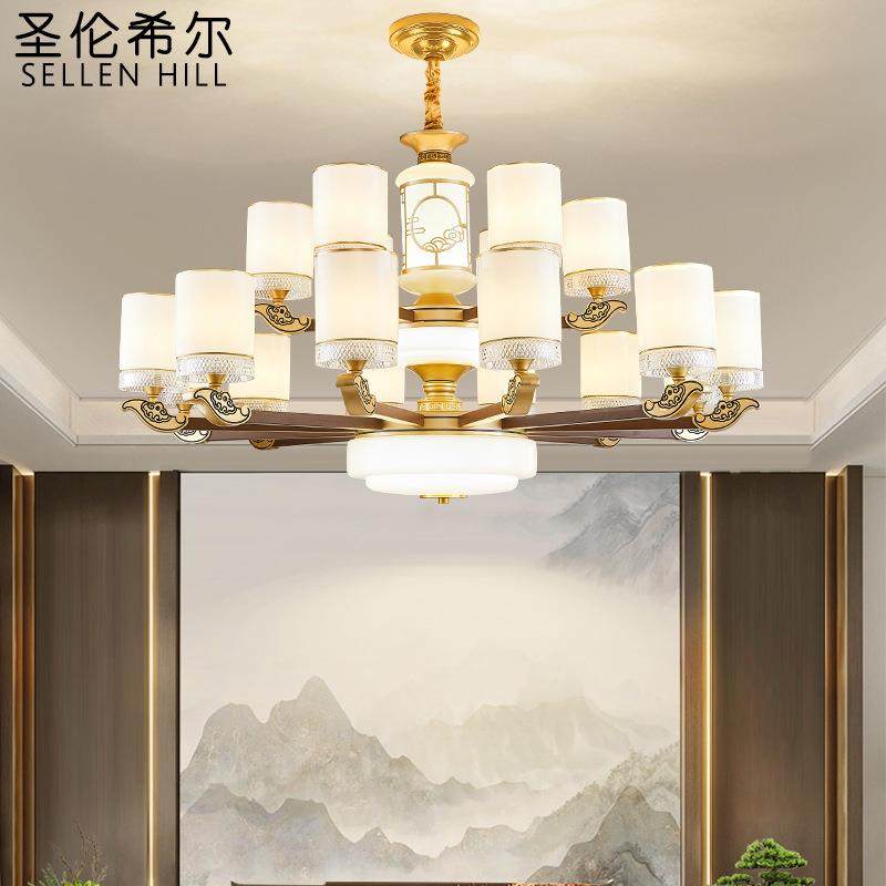 式新中吊灯锌金客厅灯现代简约中国大风别墅69656复合式楼挑高大,家装灯饰光源,智能吊灯,淘宝优惠券,粉丝福利购,淘宝优惠卷