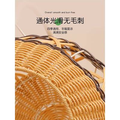 藤编猫窝夏天保网暖物大封闭式ONH四季通用红猫床猫咪可宠拆级吊