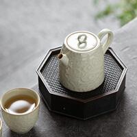泡冰台釉雕茶壶祥云81264手浮执泡茶壶编钟茶器陶瓷功夫用球孔过
