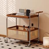 实可移边几中古收纳木小推车客厅沙55947发物置物架多储功能家用