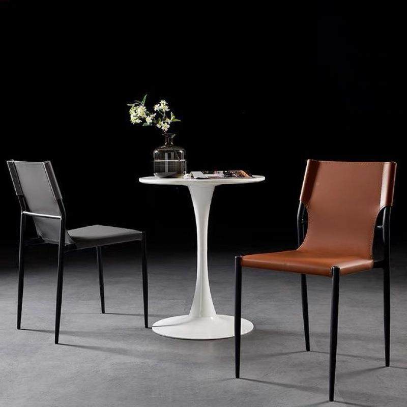 意式凳马椅鞍皮椅餐椅家用现代LBS简约背椅茶餐靠厅轻奢极简子餐