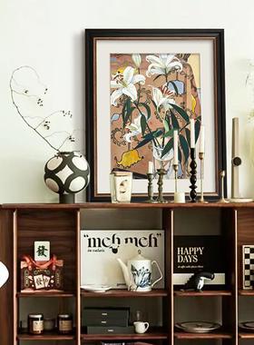 S58中古风装饰画合花卉XNC饭柜餐厅卧室挂画边摆画8百美式复古