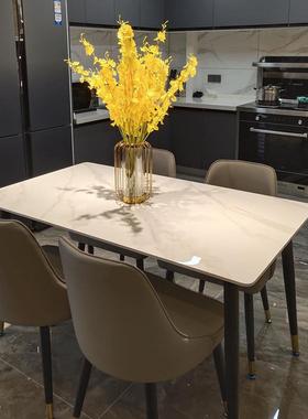 意式轻奢亮光27242简岩板餐桌椅组用现代家简约合极饭桌小户型