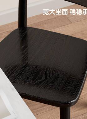 木椅子餐家用饭椅现实代简约木椅餐厅餐桌椅BNS吃凳子轻奢黑色靠