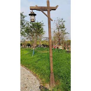 木纹色路3米单头花园墅35760公景观园灯别30w玻璃钢户外暖白光庭