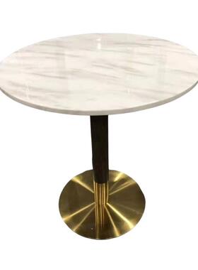 造石餐人16088桌小圆桌镀金桌仿大理石餐桌镀金脚餐西架厅桌岩板