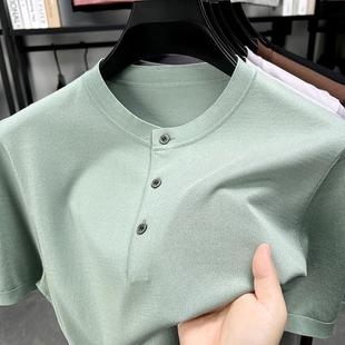 2025夏季 圆领短袖 男士 薄款 桑蚕丝莱塞尔针织半袖 上衣纯色百搭男装