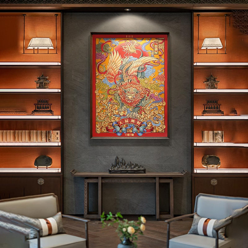 财神爷发财貔貅挂画玄关入户门装饰画新中式背景墙沙发客厅墙壁画,家居饰品,现代装饰画,淘宝优惠券,粉丝福利购,淘宝优惠卷