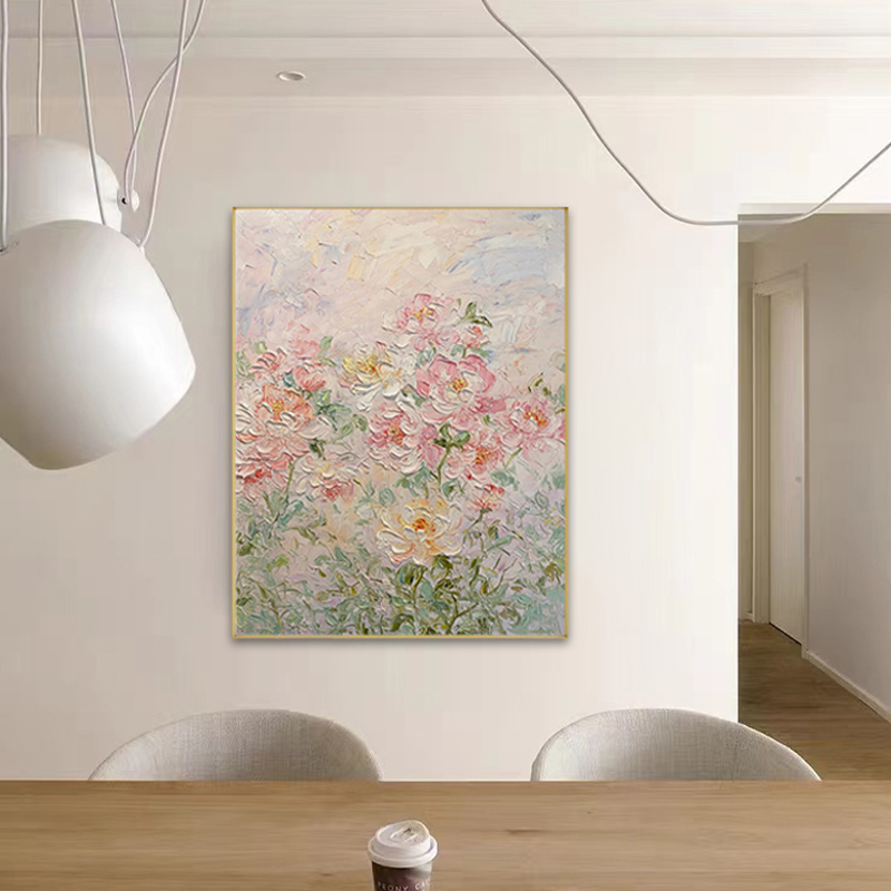 牡丹花开艺术花卉客厅新款装饰画法式奶油风玄关小众卧室床头挂画图片