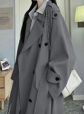 韩系灰色轻奢高级感小香风衣外套女秋冬季2025新款巨好看呢子大衣