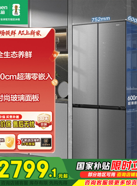容声421WVS1FPCZ十字四门60cm平嵌养鲜玻璃面板一级变频家用冰箱