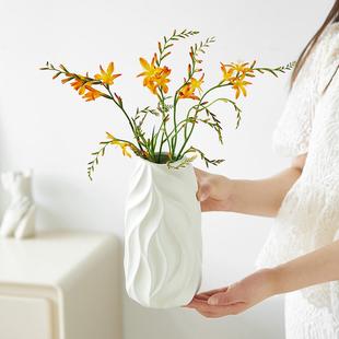 饰摆件现代简约客厅餐 轻奢奶油风陶瓷花瓶水养鲜花玫瑰插花器装