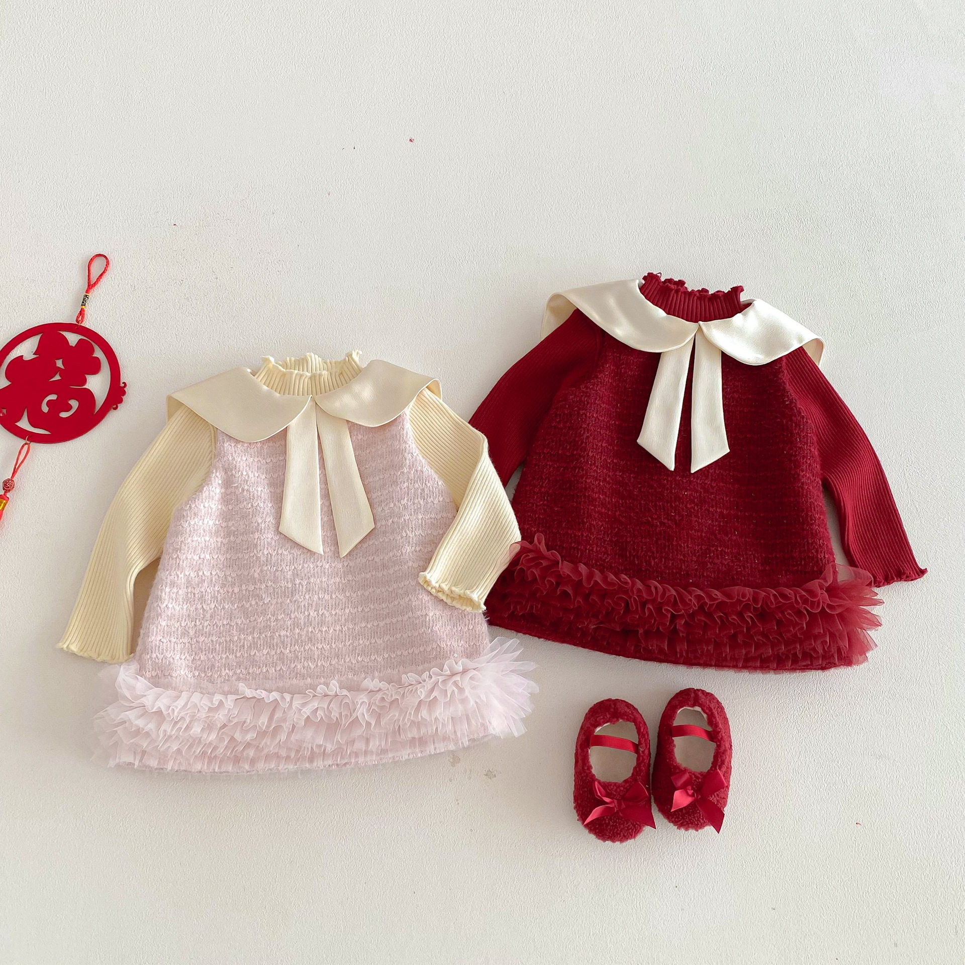 女童冬季新款套装婴儿宝宝娃娃领加绒背心裙针织毛衣两件套公主裙,童装/婴儿装/亲子装,套装,淘宝优惠券,粉丝福利购,淘宝优惠卷