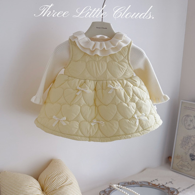 女童秋冬季棉加绒连衣裙毛衣套装