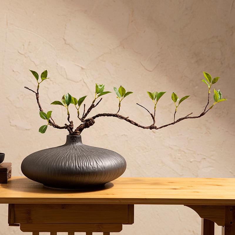 新中式禅意陶瓷花瓶仿真绿植插花样板间软装摆件桌面玄关茶室装饰