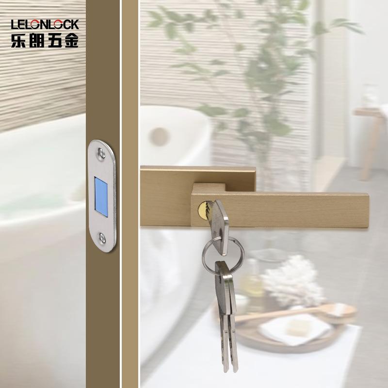 乐朗极窄平开门锁 磁吸门门锁三叉组合锁静音卫生间玻璃浴室门锁